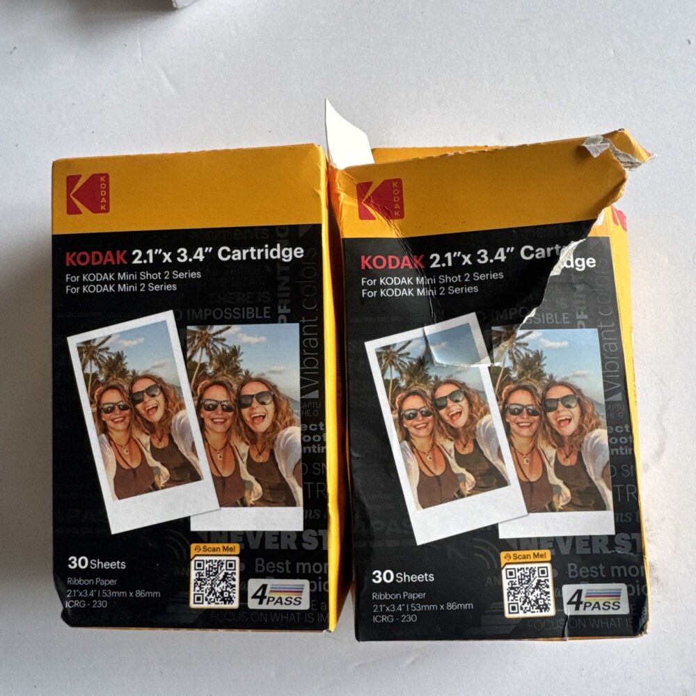 TWO Kodak 4Pass 2.1 x 3.4 Inches Film Cartridge 50 Sheets for Kodak Mini 2 Retro